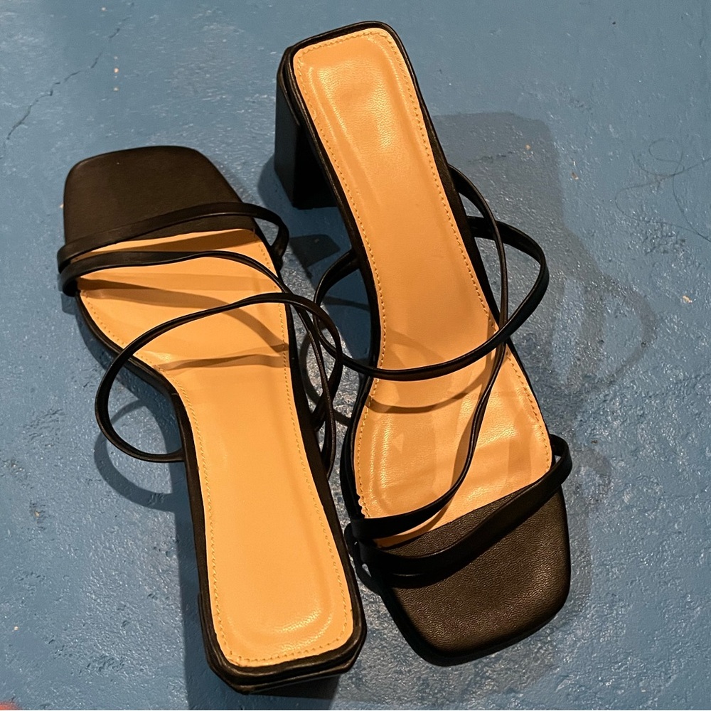 Black Strappy Sandal Heels